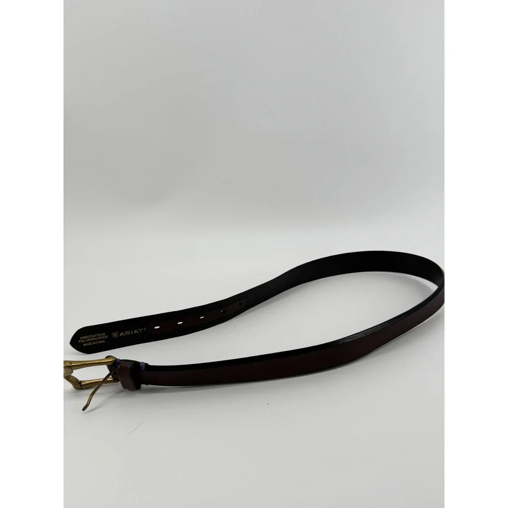 Ariat Mens Brown Full Grain Leather Western Belt Brass Buckle 32